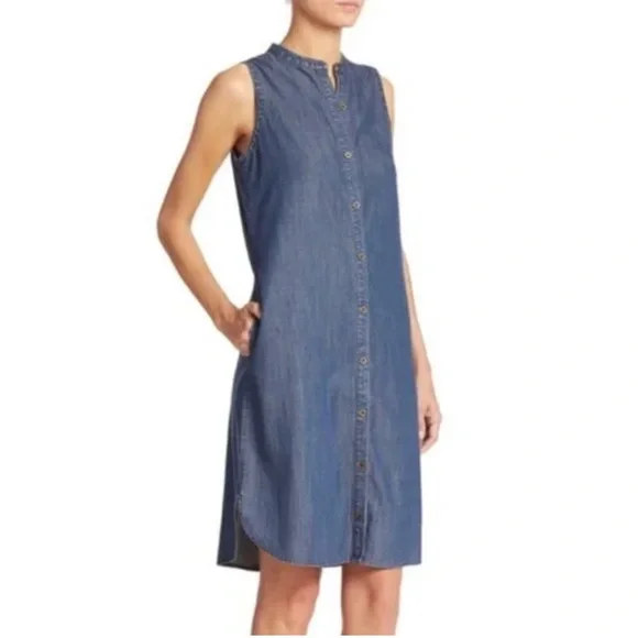 Eileen Fisher | Dresses | Eileen Fisher Sleeveless Buttonfront Denim Dress  Size S | Poshmark